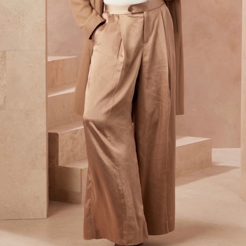 BANANA REPUBLIC FACTORY High-Rise Shine Button-Tab Wide-Leg - Picture 5 of 6